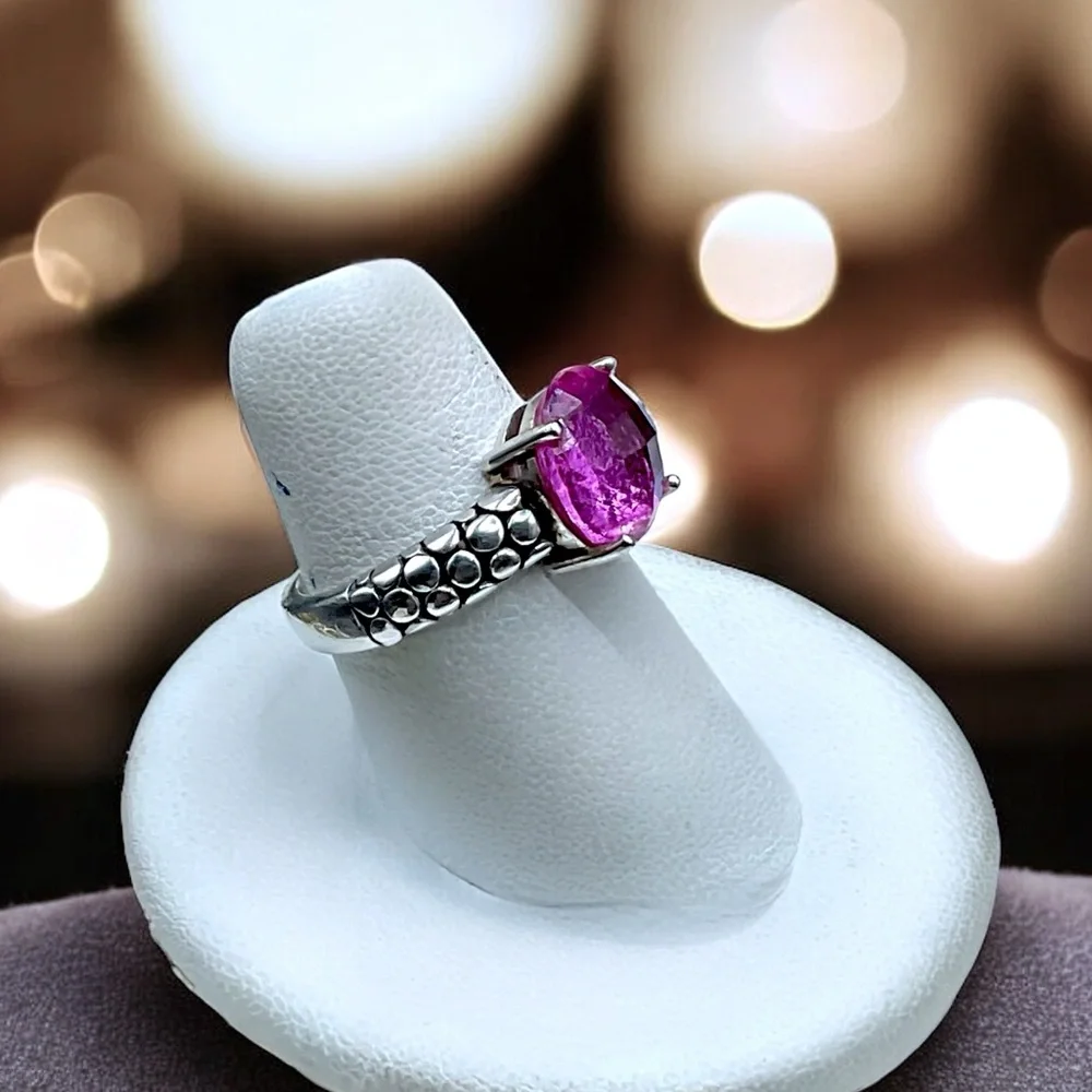 🌺Michael Dawkins Sterling & Pink Sapphire Ring - Picture 6 of 11